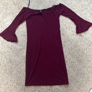 Dark red/purple half sleeve body-con dress